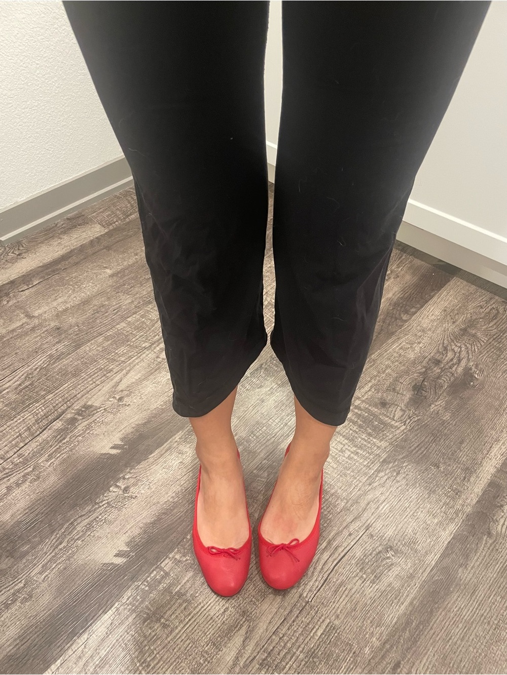 Repetto Red Leather Ballet Flats with Bow